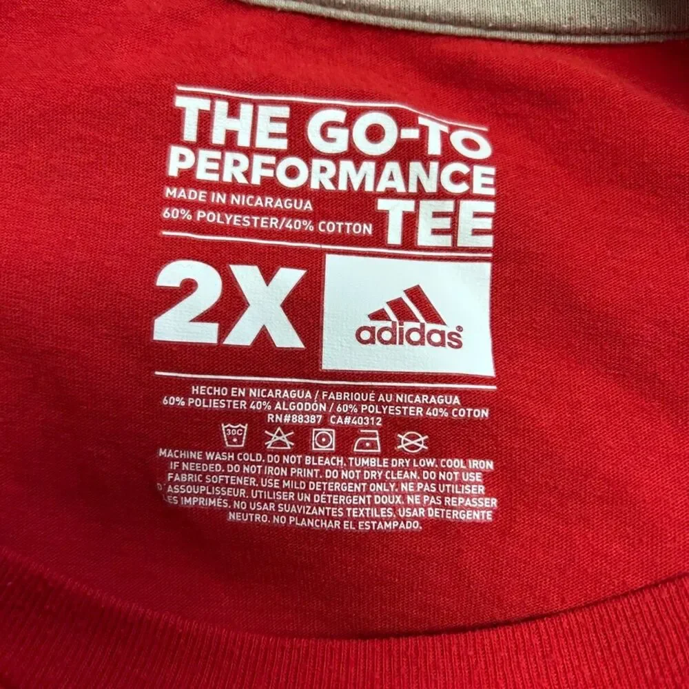 Adidas Chicago Blackhawks NHL Unisex Red Logo Performance SS T-Shirt Size 2X